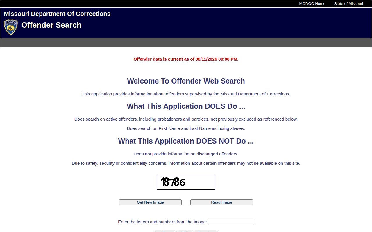 MODOC Offender Search for Missouri released inmates under supervision